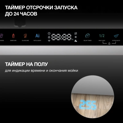 Посудомоечная машина встраив. Hyundai HBD 685 2100Вт полноразмерная нержавеющая сталь инвертор