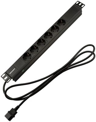 Блок распределения питания Rexant 04-0301-1 гор.размещ. 6xSchuko базовые 10A C14 2м