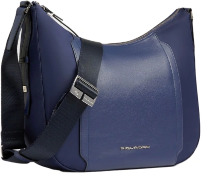 Сумка седло женская Piquadro Lyra BD6658W92T/BLU 10.9" темно-синяя нейлон/натур.кожа