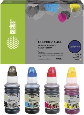 Чернила Cactus CS-EPT00S14-44A 103 многоцветный набор 4x70мл для Epson L1110 Ecotank/L3100/L3101/L3110/L3150/L3151