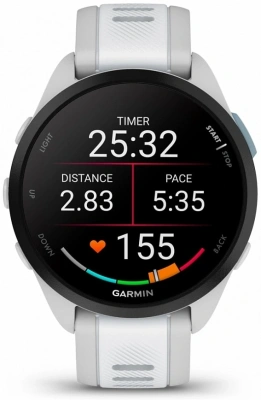 Смарт-часы Garmin Forerunner 165 30.4мм 1.2" AMOLED корп.серый рем.белый разм.брасл.:126-203мм (010-02863-21)