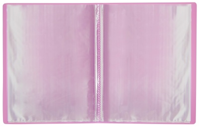 Папка с 20 прозр.вклад. Бюрократ Пастель PAST20PINK A4 пластик 0.5мм торц.карм с бум. встав розовый