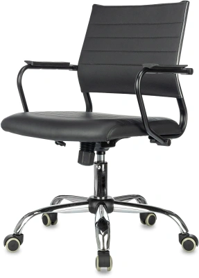 Кресло Бюрократ CH Balance-Low SL PU Line черный экокожа низк.спин. крестов. металл хром