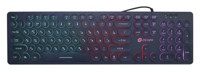 Клавиатура Оклик 420MRL черный USB slim Multimedia LED (1091226) кабель 1.5м