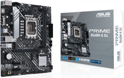 Материнская плата Asus PRIME B660M-K D4 Soc-1700 Intel B660 2xDDR4 mATX AC`97 8ch(7.1) GbLAN RAID+VGA+HDMI