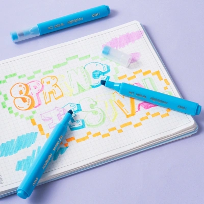 Текстовыделитель Deli EU12S-BL скошенный пиш. наконечник 1-5мм голубой коробка картонная