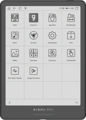 Электронная книга Digma pro Moon 8 8" E-Ink Carta 758x1024 1.8Ghz 1Gb/32Gb/SD/microSDHC/подсветка дисплея темно-серый