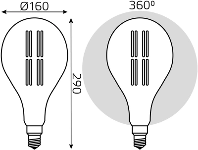Лампа светодиодная Gauss Filament Vintage 6Вт цок.:E27 шар 220B св.свеч.бел.нейт. (упак.:1шт) (179802205)