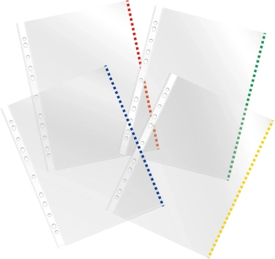 Папка-вкладыш Silwerhof SD-EDGE глянцевые A4 полипропилен 30мкм цветной ассорти край (упак.:50шт)