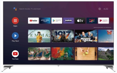 Телевизор QLED Hyundai 50" H-LED50QBU7500 Android TV Frameless черный/серебристый 4K Ultra HD 60Hz DVB-T DVB-T2 DVB-C DVB-S DVB-S2 USB WiFi Smart TV