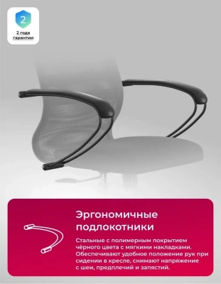 Кресло Метта SU-B-10 черный сиденье черный сетка/ткань с подголов. крестов. пластик хром