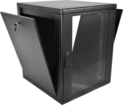 Шкаф коммутационный ЦМО (ШРН-М-15.500-9005) настенный 15U 600x520мм пер.дв.стекл 130кг черный 456мм 24.66кг 180град. 745мм IP20 сталь