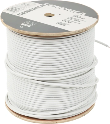 Кабель коаксиальный ITK CC1-R6F1-111-300-G RG-6 FTP 75Om PVC внутренний 300м белый