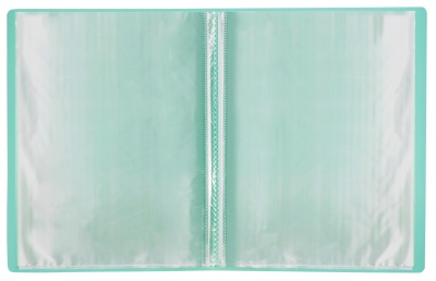 Папка с 20 прозр.вклад. Бюрократ Пастель PAST20GRN A4 пластик 0.5мм торц.карм с бум. встав мятный