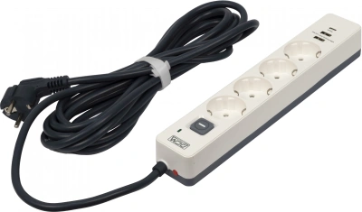 Сетевой фильтр Powercom SP-01 USB2A1CW 3,0М 3.0м (4 розетки) белый/серый (коробка)