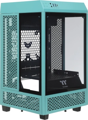 Корпус Thermaltake The Tower 100 Turquoise голубой без БП miniITX 1x120mm 3x140mm 2xUSB3.0 audio bott PSU