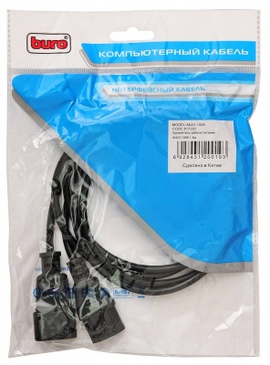 Кабель-удлинитель Buro IEC C13 IEC C14 1.8м (AN23-1008) черный (пакет)