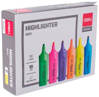 Текстовыделитель Deli ES621Syellow Macaron скошенный пиш. наконечник 1-5мм желтый