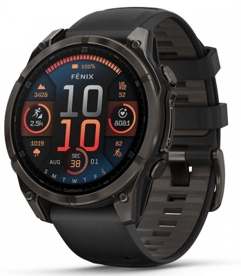 Смарт-часы Garmin Fenix 8 47мм 1.4" AMOLED корп.черный рем.черный разм.брасл.:125-208мм (010-02904-21)