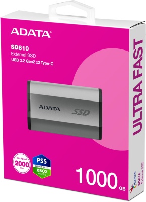 Накопитель SSD A-Data USB-C 1TB SD810-1000G-CSG SD810 серый