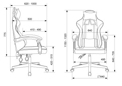 Кресло игровое Knight Wolf серый/черный крестов. пластик