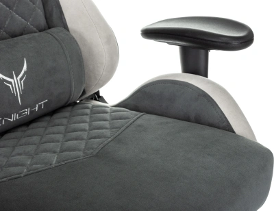 Кресло игровое Knight Regal Fabric серый/светло-серый искусственная замша крестов. металл