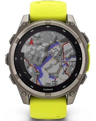 Смарт-часы Garmin Fenix 8 Solar 47мм 1.3" MIP корп.серебристый рем.желтый (010-02906-21)