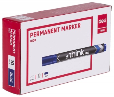 Маркер перманентный Deli EU10030 Think круглый пиш. наконечник 1.5мм синий