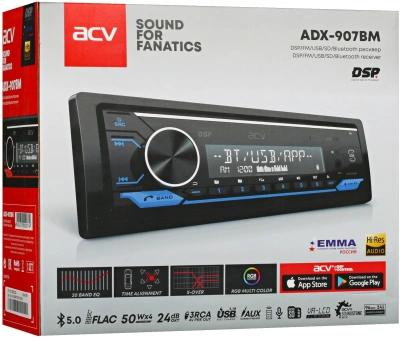 Автомагнитола ACV ADX-907BM 1DIN 4x50Вт v5.0 DSP 3 ПДУ (40306)