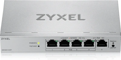 Коммутатор Zyxel GS1200-5HPV3-EU0101F (L2) 5x1Гбит/с 4PoE+ 68W управляемый