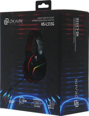 Наушники с микрофоном Оклик HS-L335G черный 2.2м мониторные USB оголовье (1972582)