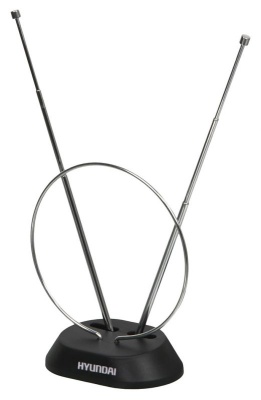 Антенна телевизионная Hyundai H-TAI100 3дБ пассивная черный каб.:1.35м