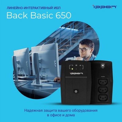 Источник бесперебойного питания Ippon Back Basic 650 360Вт 650ВА черный