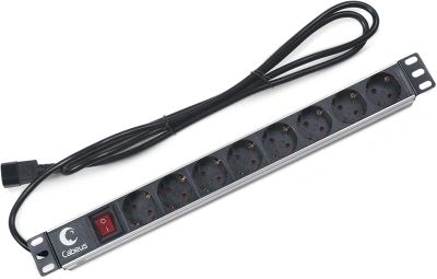 Блок распределения питания Cabeus PDU-8P-2IEC гор.размещ. 8xSchuko 10A C14 2м