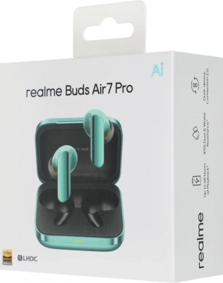 Гарнитура внутриканальные Realme Air 7 Pro (RMA2407) зеленый беспроводные bluetooth в ушной раковине (6941764467071)
