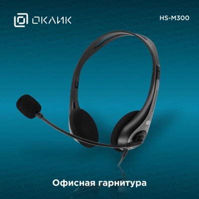 Наушники с микрофоном Оклик HS-M300 черный/серый накладные оголовье (1876323)