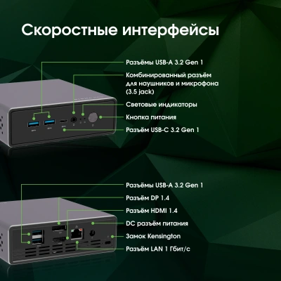 Неттоп Digma Pro Minimax U1 i3 1215U (1.2) 16Gb SSD512Gb UHDG Windows 11 Pro GbitEth WiFi BT 60W темно-серый/черный (DPP3-ADXW03)