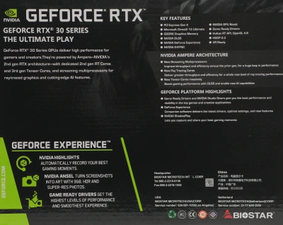 Видеокарта Biostar PCI-E 4.0 VN3606RML9 NVIDIA GeForce RTX 3060 12Gb 192bit GDDR6 1320/15000 HDMIx1 DPx3 HDCP Ret