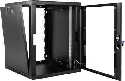 Шкаф коммутационный ЦМО (ШРН-12.500-9005) настенный 12U 600x529мм пер.дв.стекл 200кг черный 470мм 18кг 180град. 612мм металл