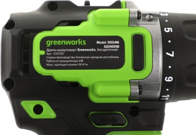 Дрель-шуруповерт Greenworks GD24DD90 аккум. патрон:быстрозажимной (3707507)