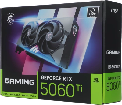 Видеокарта MSI PCI-E 5.0 RTX 5060 TI 16G GAMING NVIDIA GeForce RTX 5060TI 16Gb 128bit GDDR7 2572/28000 HDMIx1 DPx3 HDCP Ret