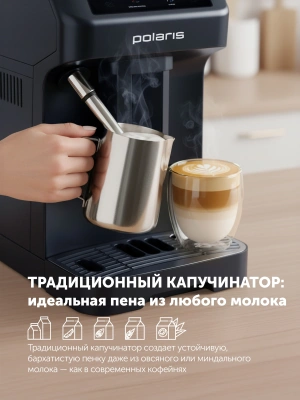 Кофемашина Polaris PACM 2048SW 1450Вт черный