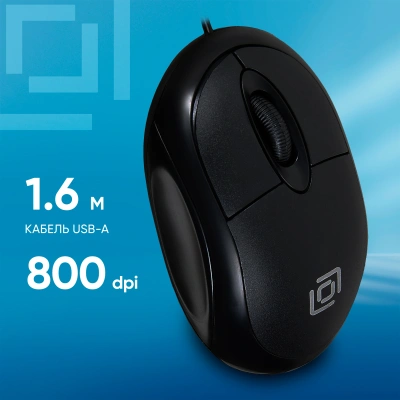 Мышь Оклик 105S черный оптическая 800dpi USB для ноутбука 3but (400941)