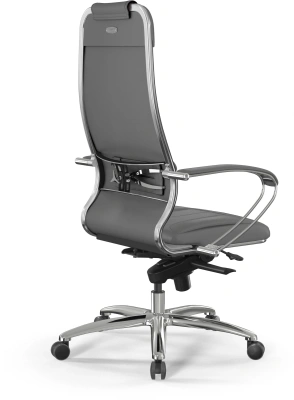 Кресло Метта Samurai KL-1 серый сиденье серый экокожа с подголов. крестов. алюминий хром