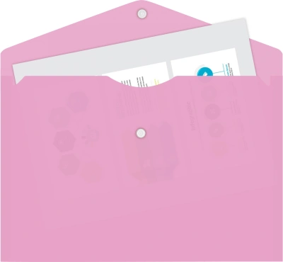 Конверт на кнопке Бюрократ Пастель -PKPAST/PINK A4 пластик 0.18мм розовый