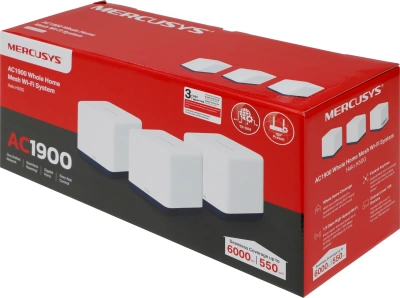 Бесшовный Mesh роутер Mercusys Halo H50G (HALO H50G(3-PACK)) AC1900 10/100/1000BASE-TX белый (упак.:3шт)