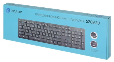 Клавиатура Оклик 520M2U черный/черный USB slim Multimedia (1061587) кабель 1.6м