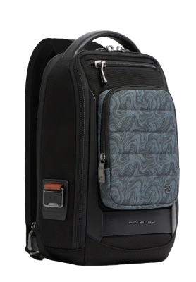 Рюкзак слинг мужской Piquadro Oberon CA7277W150/BLUS темно-синий нейлон/натур.кожа