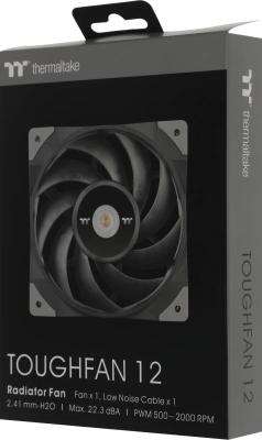 Вентилятор для корпуса Thermaltake Toughfan 12 120х120x25 черный 4-pin 22.3дБ (CL-F117-PL12BL-A) Ret