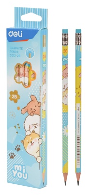 Карандаш ч/г Deli MiYou EC012-2B 2B шестигран. карт.кор. (12шт)